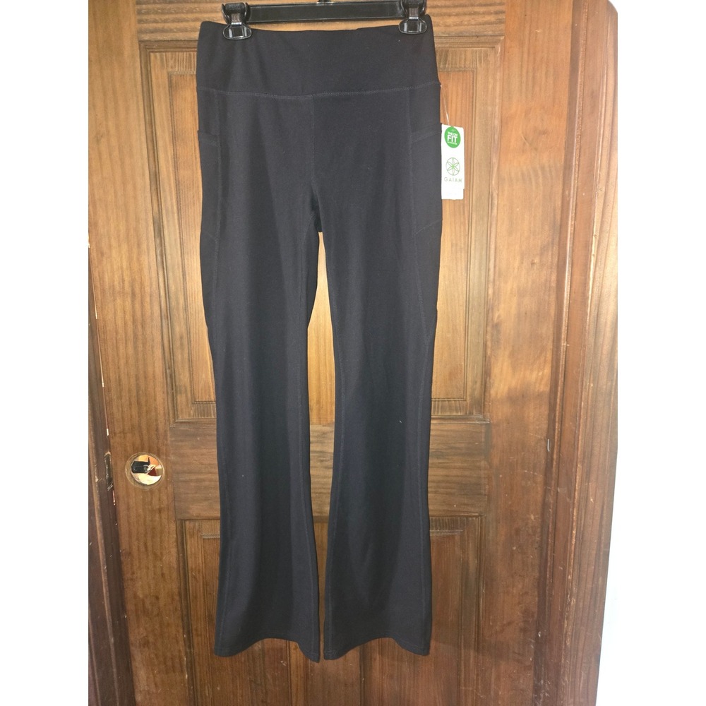 Gaiam Om High Rise Pocket Yoga Pants Black Tap Shoe M GAW204LE07003 NEW